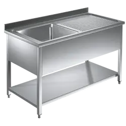 Prismafood Spültisch mit Grundboden 1,4m - 1 Becken  links L50xB50xT30cm STD