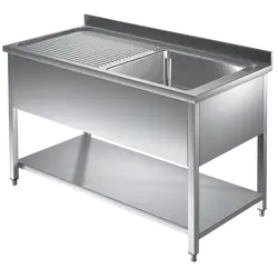 Prismafood Spültisch mit Grundboden 1,2m - 1 Becken  rechts L50xB50xT30cm STD