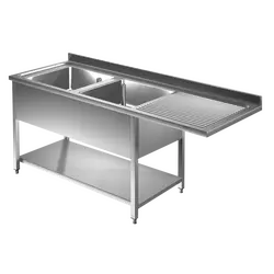 Prismafood Spülmaschinen Spültisch 1,8m - 2 Becken  links L50xB50xT30cm STD