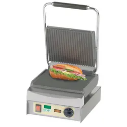 Neumärker Panini Master mit Digitaltimer, oben geriffelt, unten glatt, Grillfläche: Oben gerillt, unten glatt