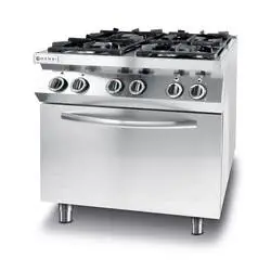 Hendi Gaskocher Kitchen Line 4 Brenner mit elektrischem Ofen GN 1/1