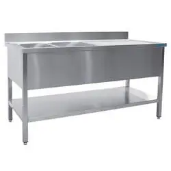 SARO Spültisch 2 Becken, rechts - B 2000 x T 600