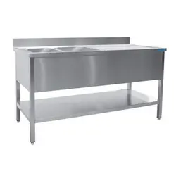 SARO Spültisch 2 Becken, links - B 1400 x T 600