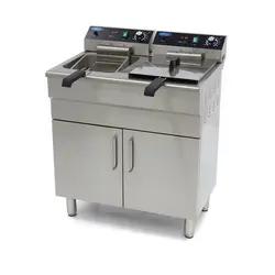 Maxima Elektro Fritteuse 2 x 16 Liter mit Ablasshahn