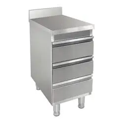 Bergman Basic-Line 600 Edelstahl-Schubladenschrank 3-fach/Aufkantung