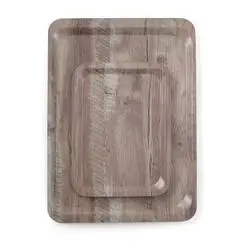 Hendi Serviertablett aus Melamin mit Holzoptik, Holz dunkel 370x530 mm, Farbe: Holz dunkel, Größe: 370x530
