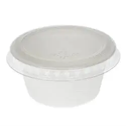 Solia Bagasse Saucentöpfe mit PLA-Deckel 60 ml (50 Stück)