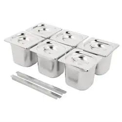 Vogue Edestahl Gastronormbehälterset 6x1/6 mit Deckel
