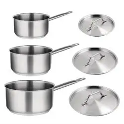 Vogue Kochen wie die Profis Set von 3x Stieltöpfen aus Edelstahl