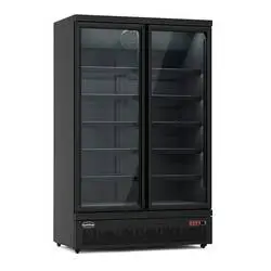 CombiSteel Kühlschrank 2 Glastüren Schwarz Jde-1000r Bl