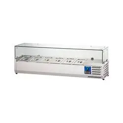 Stalgast Edelstahl Pizzakühlaufsatz mit Glasabdeckung, 6x GN 1/4, Serie Starline