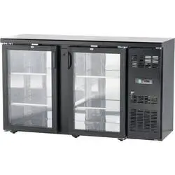 Stalgast, schwarzer Bar-Kühlschrank GT30UB mit 2 Glastüren, 250 Liter