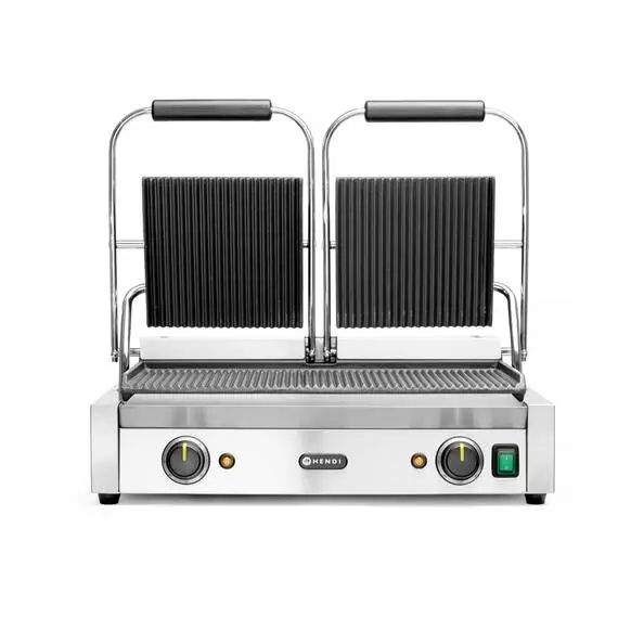 Hendi Kontaktgrill Doppelversion, gerillt, Grillfläche: Gerillt