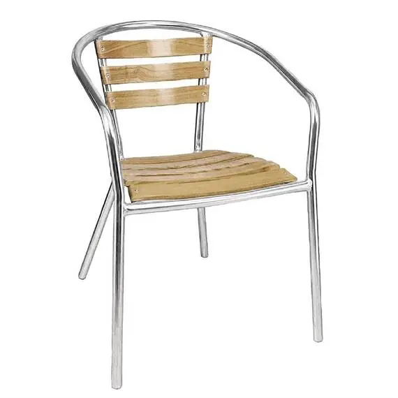 Bolero Aluminium Bistrostühle mit Rückenlehne aus Eschenholz