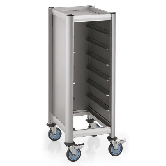 WAS Germany GN Tablettwagen Aluminium, MDF Holzoptik 1/1 silber