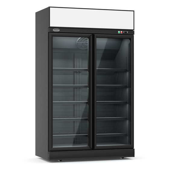CombiSteel Kühlschrank 2 Glastüren Schwarz Ins-1000r Bl
