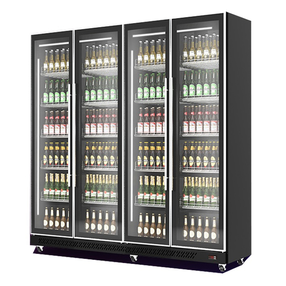 CombiSteel Kühlschrank 4 Glastüren Schwarz  