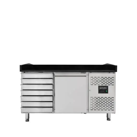 Vaiotec Easyline Pizzakühltisch 800 / 1-türig & 7 Schubladen "schwarz"