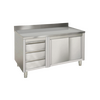 Prismafood Arbeitsschrank 2,0m - mit 3 Schubladen links und Aufkantung STD