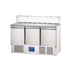 Starline Pizzatisch mit Glasabdeckung, 3-türig, GN 1/1, Aufnahme 8x GN 1/6, 1365x700x1090 mm (BxTxH)