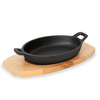 Was Germany Servierpfanne IRON DINING, mit Holzuntersetzer, 21,5 x 15,5 x 4,5 cm, Gusseisen, Holz