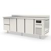 Vaiotec Topline Kühltisch / 4-fach GN1/1 mit 2 Schubladen / 3 Türen & Aufkantung, 2245 x 700 mm