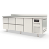 Vaiotec Topline Kühltisch / 4-fach GN1/1 mit 6 Schubladen / 1 Tür & Aufkantung, 2245 x 700 mm