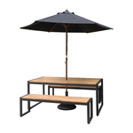 Bolero Sitzbank aus Stahl und Akazienholz im industriellen Stil (2 Stück)