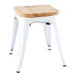 Bolero Bistro-Hocker mit Sitzpolster aus Holz, Weiß (4 Stück)