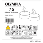 Olympia Teelichter 8 Std. (75 Stück)