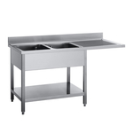 Gastro M Spültisch Doppelbecken links Platz für Geschirrspüler 160cm lang