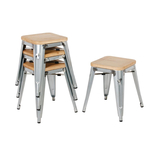 Bolero Bistro Stuhl aus verzinktem Stahl mit Holzsitz (4 Stück)