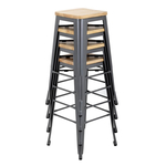 Bolero Bistro Barhocker aus Stahl mit Holzsitz - grau (4 Stück)