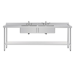 Vogue Spültisch Doppelbecken in der Mitte 240cm lang