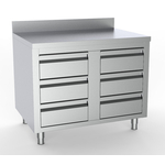 Combisteel 700 Arbeitstisch mit 6 Schubladen mit Aufkantung 1000