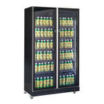 Combisteel Kühlschrank 2 Glastüren Schwarz