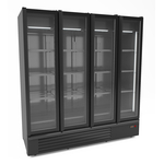 Combisteel Kühlschrank 4 Glastüren Schwarz 1850L