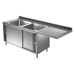 Prismafood Spülmaschinen Spülschrank 2,0m - 2 Becken  links L50xB40xT25cm STD
