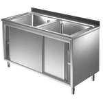 Prismafood Spülschrank 1,4m - 2 Becken  mittig L50xB50xT30cm STD