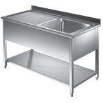 Prismafood Spültisch mit Grundboden 1,2m - 1 Becken  rechts L50xB50xT30cm STD