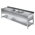 Prismafood Spültisch mit Grundboden 2,0m - 2 Becken  mittig L50xB50xT30cm STD