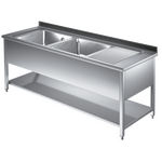 Prismafood Spültisch mit Grundboden 1,4m - 2 Becken  links L40xB40xT25cm STD