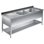 Prismafood Spültisch mit Grundboden 1,8m - 2 Becken  rechts L50xB50xT30cm STD