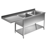 Prismafood Spülmaschinen Spültisch 1,8m-2 Becken  rechts L50xB40xT25cm STD