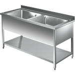 Prismafood Topf - Spültisch mit Grundboden 2,0m - 2 Becken  L86xB42xT35cm STD