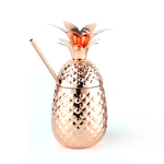 Cocktailbecher Ananas mit Deckel und Strohhalm, Edelstahl, kupferfarben 0,475 Liter