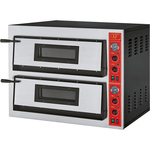 GGF Pizzaofen mit zwei Kammern für 8 Pizzen à 360 mm, Vollschamott, 12 kW, 1010 x 850 x 750mm (BxTxH)