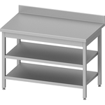 Stalgast Edelstahl Arbeitstisch ECO mit Grund- und Zwischenboden 1400x600x850 mm, mit Aufkantung, Selbstmontage