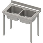 Stalgast Edelstahl Spültisch ECO ohne Grundboden 1000x600x850 mm, mit zwei Becken und Aufkantung, Selbstmontage
