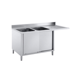 Vaiotec Topline Spülcenter / 2 Becken links mit Schiebetüren, 1600 x 700 mm